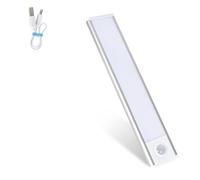 Lampe de Placard Sans Fil avec Détecteur de Mouvement, Lampe d'Armoire Magnétique, Eclairage Led Interieur, 3 Couleurs Reglette Led Cuisine Sous Meuble, Lumiere Led Adaptée Escalier Couloir (Blanc)
