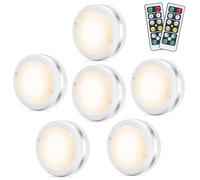 Lampe de Placard Spot LED Murale Telecommande Sans Fil 6pcs Lampes Armoire Veilleuse pour Escalier Cuisine Vitrines(Blanc)