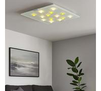 Lampe De Plafond 2 Flammes En Verre Jaune Et Blanc L 29 Cm