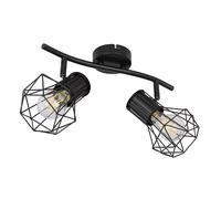 Lampe de plafond 2 flammes plafonnier cage spot de plafond lampe de salon, métal noir, 2x E27, LxLxH 34x13x19 cm