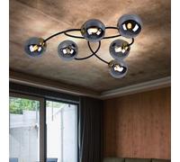 Lampe De Plafond 6 Flammes Couleur Fumée Boule En Verre L 52 Cm