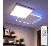 Plafonnier LED à changement de couleur plafonnier rectangulaire dimmable avec télécommande plafonnier RGB, CCT, rétro-éclairage, pivotant, 22W 1200Lm, LxlxH 45,3x45,3x7,5 cm