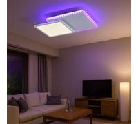 Plafonnier LED à changement de couleur plafonnier rectangulaire dimmable avec télécommande plafonnier RGB, CCT, rétro-éclairage, pivotant, 22W 1200Lm, LxlxH 45,3x45,3x7,5 cm