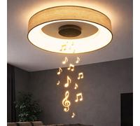 Plafonnier dimmable avec télécommande Plafonnier avec haut-parleur Lampe de chambre CCT, LED 40W 2000Lm blanc chaud-lumière du jour, DxH 46,8x9,8cm