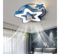 Lampe de plafond avec ventilateur réversible DC réglable pour chambre d'enfant - Ceiling Fan with Light et Remote Control - Bleu Stars
