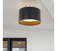 Plafonnier LED, rond Plafonnier, salon, noir, avec rétro-éclairage, interrupteur à 3 niveaux, éclairage haut et bas, DxH 14x10,5 cm