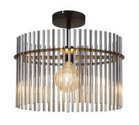 Lampe de plafond barres de verre fumé lampe de salon plafonnier ovale lampe de chambre, 1x E27, LxBxH40x22x34 cm