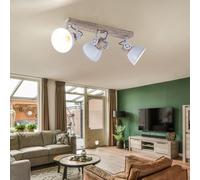 Lampe De Plafond Blanche Avec Spots Orientables En Bois Pour Chambre À Coucher