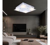 Plafonnier cristaux lampe de salon plafonnier verre, aluminium, 4x LED 5W 400Lm blanc chaud, LxlxH 32x32x6,5 cm
