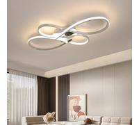Lampe de plafond de salon LED moderne avec télécommande Lampe de chambre à coucher Lampe de salle à manger Lampe suspendue pour le salon Lampe pendante pour la chambre à coucher Lampe (chrome, L80cm)