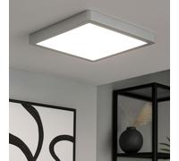 Plafonnier LED rectangulaire cuisine argent plafonnier couloir salon, acier plastique, 20,5W 2400lm blanc chaud, LxlxH 28,5x28,5x2,8 cm