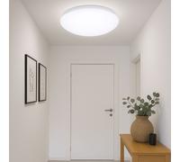 Plafonnier LED Plafonnier de salon rond blanc avec effet d'étoile, métal plastique, 1x LED 8W 560 lm blanc chaud, DxH 21,5x7,8 cm