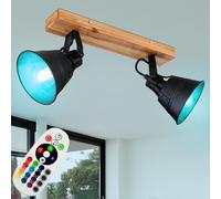 Plafonnier Spot Lampe de salle à manger en bois orientable DIMMER en set avec ampoules LED RGB incluses