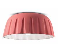 Lampe De Plafond En Céramique Ø 40 Cm Ronde H: 17 Cm En Rouge Corail E27