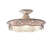 Lampe De Plafond En Céramique Métal E27 Ronde Ø 33Cm Blanc Or Antique Brun