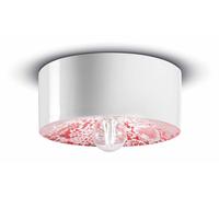Lampe De Plafond En Céramique Ronde Ø 25 Cm H: 11 Cm Plat E27 Blanc Rouge Rétro