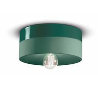 Lampe De Plafond En Céramique Ronde Ø 25 Cm Verte Rétro E27 Fait Main