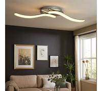 Plafonnier cristaux lampe de salon argenté LED lampe de cuisine plafonnier, métal acrylique, LED 24W 2800Lm blanc chaud, L 75 cm