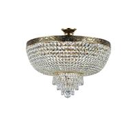 Lampe De Plafond En Cristal Pour Salon Ø 50 Cm Pour 6x E27 En Or Antique