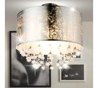 Lampe De Plafond En Cristal Textile Argent LED D 40 Cm