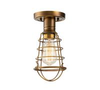 Lampe De Plafond En Laiton Antique Ø 14,5 Cm Cage Abat-Jour Métal Vintage