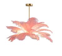 Lampe De Plafond En Plume D'Autruche Rose De Chair CréAtive, Lampe Pendentive En Plume Romantique Et EsthéTique Avec Base DoréE Pour La Chambre à Coucher, Le Salon, Le Couloir