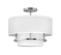 Lampe De Plafond En Tissu Abat-Jour Rond Ø 40,6 Cm Blanc Nickel 3x E14