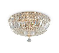 Lampe De Plafond En Verre Doré Ø30 Cm E14 Cristal Lampe De Plafond À 3 Lumières