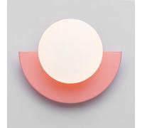 Lampe de plafond en verre globe, applique murale semi-circulaire moderne en forme de macaron avec abat-jour blanc laiteux, style nordique, idéale pour la chambre, la table de chevet ou le salon.