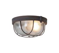 Lampe De Plafond En Verre Métal Marron Hublot Ø17 Cm Ronde E27 Industrie