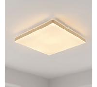 Lampe De Plafond Globo En Bois Blanc Carrée LED Effet Étoiles 33 Cm