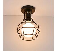 Lampe de Plafond Industrielle Black Wire Cage Semi Flush Mount plafonnier plafonnier, Lampes d'allée Corridor Chandelier près de l'éclairage du Plafond pour l'escalier de Couloir de la