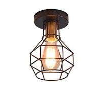 Lampe de Plafond Industrielle Black Wire Cage Semi Flush Mount plafonnier plafonnier, Lampes d'allée Corridor Chandelier près de l'éclairage du Plafond pour l'escalier de Couloir de la