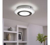 Plafonnier avec couleur de lumière réglable Lampe de salon cristaux LED plafonnier gris blanc, 12W 4700lm blanc chaud, blanc neutre, blanc froid, DxH 20 x 5,5 cm