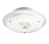 Lampe de plafond Lampe de cristal Lampe design métal, chrome, cristaux de verre, verre satiné, 1x R7s, DxH 33x3,5 cm, salle à manger