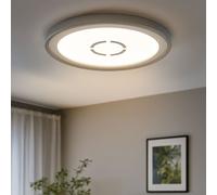 Plafonnier LED avec éclairage de fond Plafonnier argenté Lampe de salon ronde Lampe de couloir plate, 12W 1400lm blanc neutre, DxH 19 x 2,8 cm