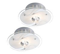 Lampe de plafond Lampe de plafond Lampe de cristal Lampe design métal, verre miroir, cristaux de verre, verre 1x G9, D 18 cm, 2er Set