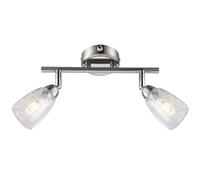 Lampe de plafond Lampe de plafond Spot Lampe de salon, 2 flammes Spots mobiles, chrome nickel mat argenté, 2x G9 3W 300Lm blanc chaud, LxlxH 25x6x11cm