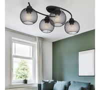 Lampe De Plafond Lampe De Salle À Manger Tressée Boule Noire 4 Flammes L 60Cm
