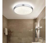 Plafonnier argenté pour couloir, effet étoile, LED, détecteur de mouvement, IP44, aluminium, acrylique opale, LED 18 W, 1 050 lm, 4 000 K, blanc neutre, D x H 30 x 9 cm