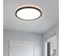 Plafonnier Lampe pour Salle de Bain Zones Humides Backlight Dimmable Noir Rond