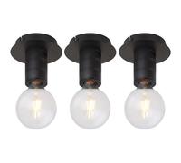 Lampe de plafond Lampe de salon à 1 flamme noire, métal aluminium, 1x douille E27, DxH 15x11 cm, set de 3 pièces