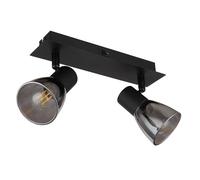 Lampe De Plafond Lampe De Salon Bois Métal Verre 2-Branches Noir Mat Big Light