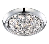 Lampe de plafond Lampe de salon cristaux argentés ronds, métal, 3 flammes, 10 cm