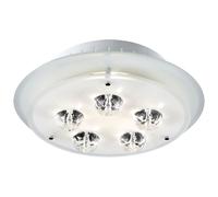 Lampe de plafond Lampe de salon Lampe de chambre à coucher Lampe de cristal, métal laqué blanc Cristaux clairs. D 33cm