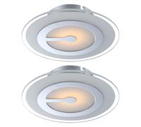 Lampe de plafond Lampe de salon Lampe d'entrée Lampe de chambre à coucher, chrome verre satiné, LED, DxH 23x5,7 cm, 2er Set