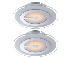 Lampe de plafond Lampe de salon Lampe d'entrée Lampe de chambre à coucher, chrome verre satiné, LED, DxH 23x5,7 cm, 2er Set