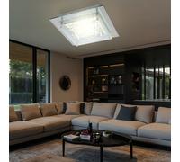 Plafonnier en cristal plafonnier lampe en verre lampe de salon, motif cristal verre chrome satiné, 1x LED 12 watts 960 lumens blanc neutre, HxLxW 6x28x28cm