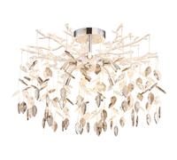 Lampe de plafond Lampe de salon Tenture en cristal Chrome Métal D 61 cm