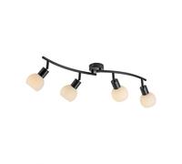 Lampe De Plafond LED 4 Flammes E14 B: 85 Cm Métal Verre Noir Blanc